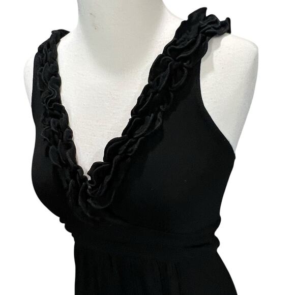 Soprano Y2K Babydoll Dress M Black Ruffle Neck Fit Flare Stretch Whimsygoth USA - Picture 2 of 15